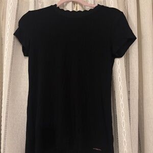 Elie. By Elie Tahari black T shirt with scalloped collar size small